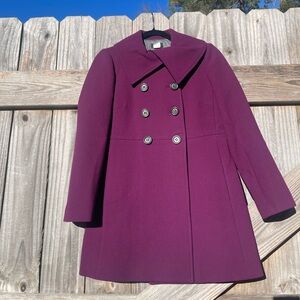J. Crew Women's Aubergine Merlot Rich Purple Wool Car Coat Size P 10
